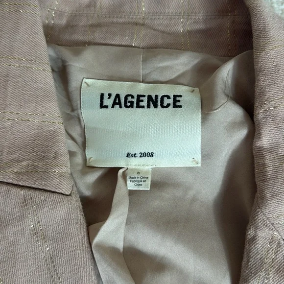 L'agence Inez Linen Blend Crop Blazer-Pink-Size 6-Linen Blend - Picture 3 of 8